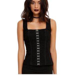 Royal Bones Daang M corset tank top women black goth Y2K grunge eyelet Sz M